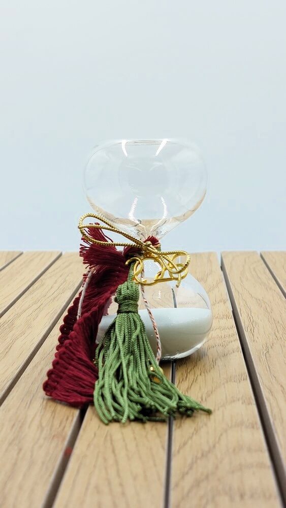 Κλεψύδρα με Πράσινη Φούντα & Μπορντό Κορδόνι