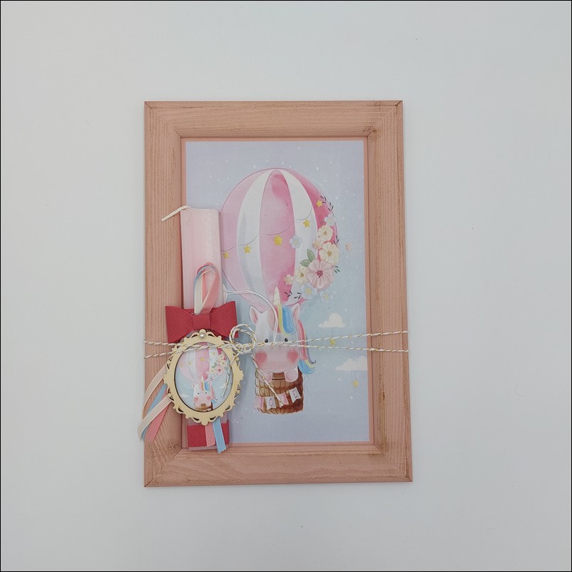 Easter candle Air Balloon with pink frame